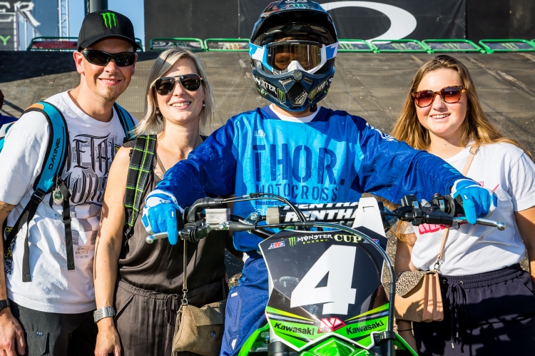 Wish Kid, Witze Boeyken (14) and his family at the 2017 Monster Energy Cup