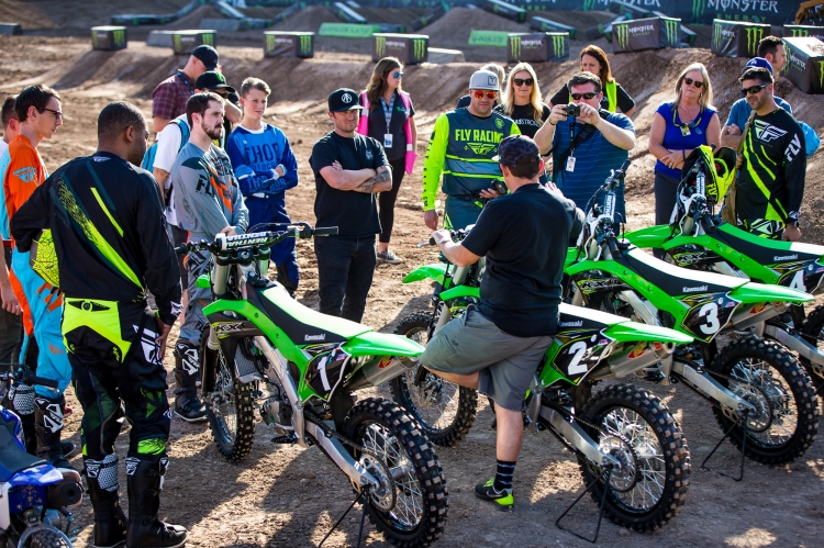 All eyes and ears on Ricky Carmichael, the "Greatest of All Time", as he prepares the riders for their riding session on the Monster Energy Cup track.